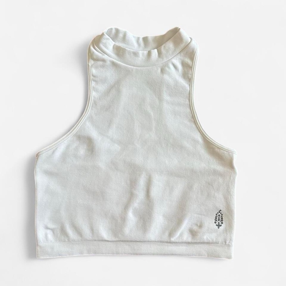 Free People Every Single Time Cutout White Crop Tank Top XS